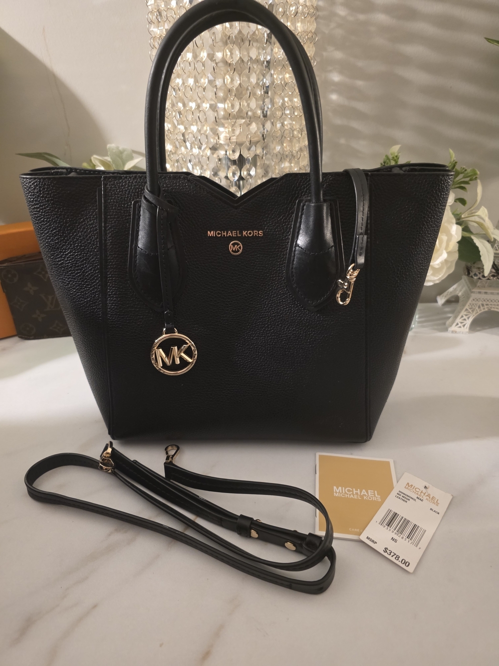 Michael Kors Black Leather Tote with Removable Strap With Tags